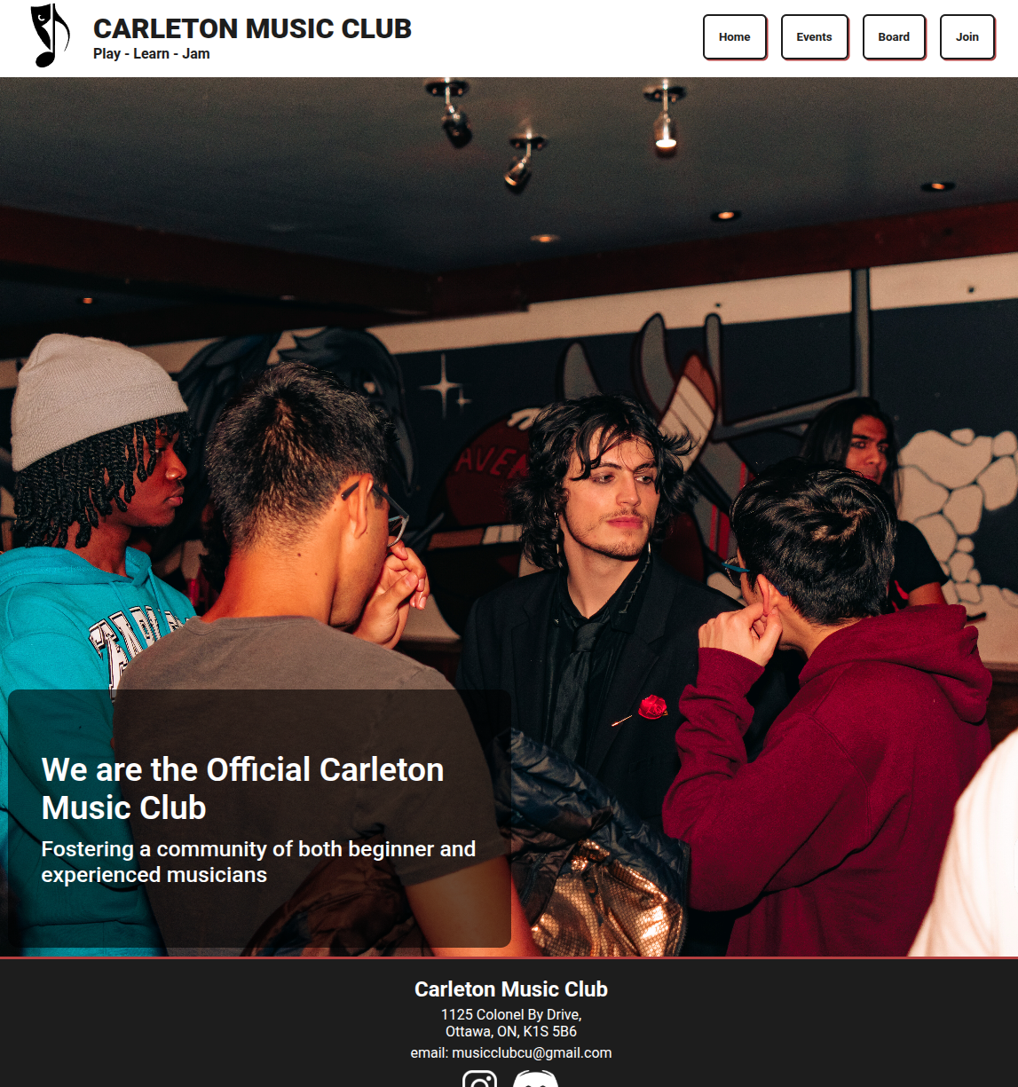 Carleton Music Club website front page